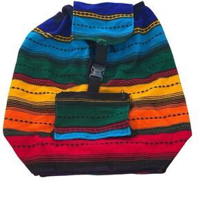 Backpack Unisex Large Rainbow Striped Tribal Print Lightweight‎ Drawstring Boho